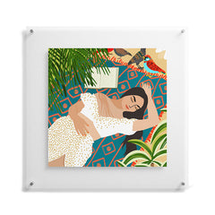 83 Oranges Beach Read Sleep Repeat Floating Acrylic Print