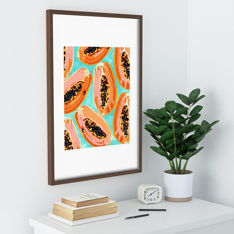 83 Oranges Big Papaya Watercolor Painting Recessed Framing Rectangle