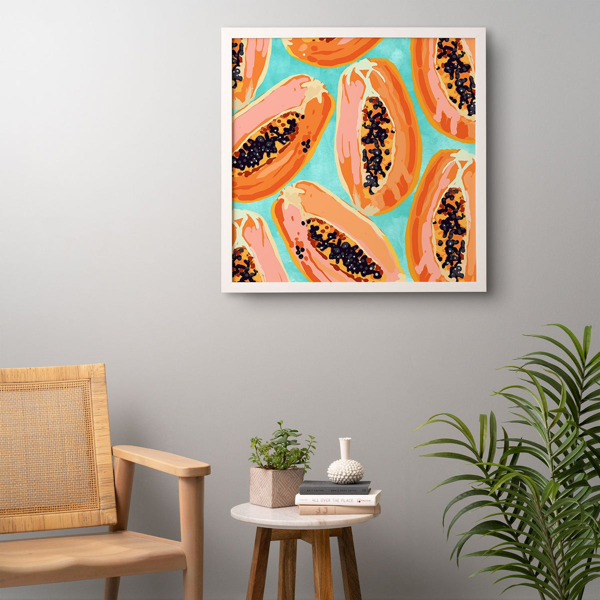 83 Oranges Big Papaya Watercolor Painting Framed Wall Art