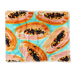 83 Oranges Big Papaya Watercolor Painting Throw Blanket