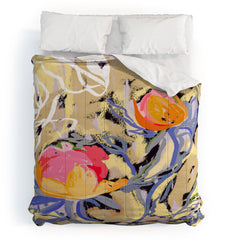 83 Oranges Blooms in The Butter Forest Comforter