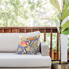 83 Oranges Blooms in The Butter Forest Outdoor Throw Pillow