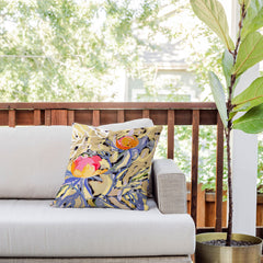 83 Oranges Blooms in The Butter Forest Outdoor Throw Pillow
