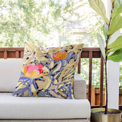 83 Oranges Blooms in The Butter Forest Outdoor Throw Pillow