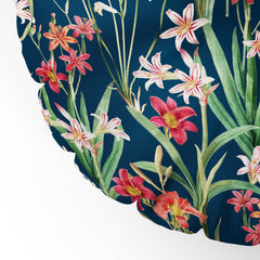 83 Oranges Blossom Botanical Floor Pillow Round