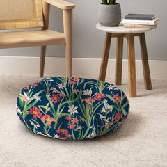83 Oranges Blossom Botanical Floor Pillow Round