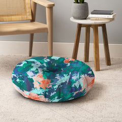 83 Oranges Blossomed Garden Floor Pillow Round