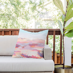 83 Oranges Blush Clouds Outdoor Throw Pillow