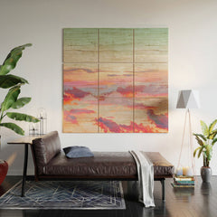 83 Oranges Blush Clouds Wood Wall Mural