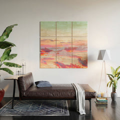 83 Oranges Blush Clouds Wood Wall Mural