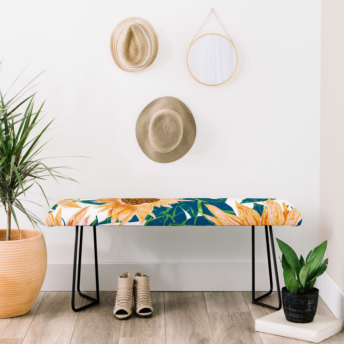 83 Oranges Blush Sunflowers Bench