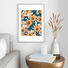 83 Oranges Blush Sunflowers Metal Framed Art Print