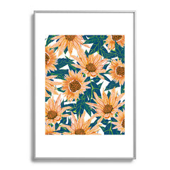 83 Oranges Blush Sunflowers Metal Framed Art Print