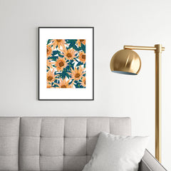 83 Oranges Blush Sunflowers Metal Framed Art Print