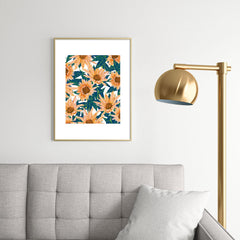 83 Oranges Blush Sunflowers Metal Framed Art Print