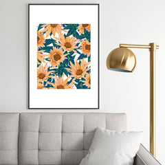 83 Oranges Blush Sunflowers Metal Framed Art Print