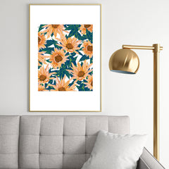 83 Oranges Blush Sunflowers Metal Framed Art Print
