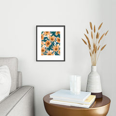83 Oranges Blush Sunflowers Metal Framed Art Print
