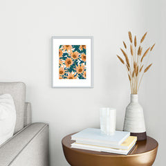 83 Oranges Blush Sunflowers Metal Framed Art Print