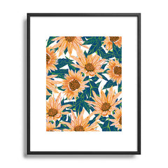 83 Oranges Blush Sunflowers Metal Framed Art Print
