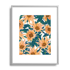 83 Oranges Blush Sunflowers Metal Framed Art Print