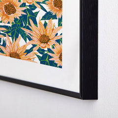83 Oranges Blush Sunflowers Metal Framed Art Print