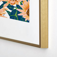83 Oranges Blush Sunflowers Metal Framed Art Print