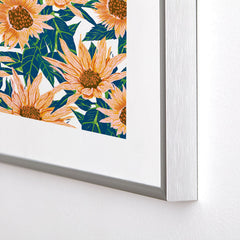 83 Oranges Blush Sunflowers Metal Framed Art Print