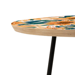 83 Oranges Blush Sunflowers Round Side Table