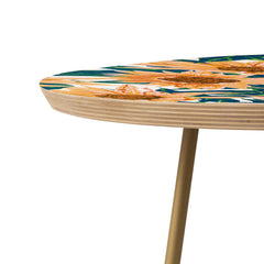 83 Oranges Blush Sunflowers Round Side Table