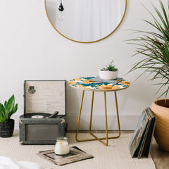83 Oranges Blush Sunflowers Round Side Table