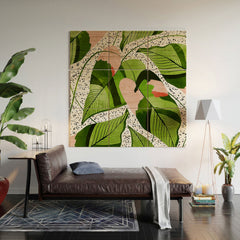 83 Oranges Blushing Leaves Wood Wall Mural