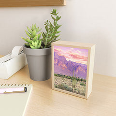 83 Oranges Cactus Sunset Framed Mini Art Print