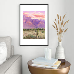 83 Oranges Cactus Sunset Metal Framed Art Print