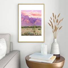 83 Oranges Cactus Sunset Metal Framed Art Print