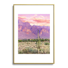 83 Oranges Cactus Sunset Metal Framed Art Print