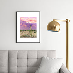 83 Oranges Cactus Sunset Metal Framed Art Print