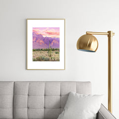 83 Oranges Cactus Sunset Metal Framed Art Print