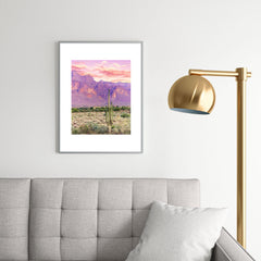 83 Oranges Cactus Sunset Metal Framed Art Print