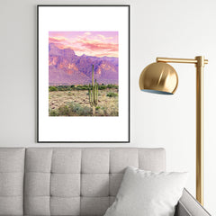 83 Oranges Cactus Sunset Metal Framed Art Print