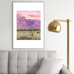 83 Oranges Cactus Sunset Metal Framed Art Print