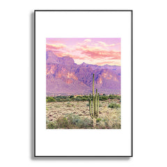 83 Oranges Cactus Sunset Metal Framed Art Print