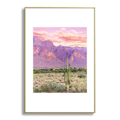 83 Oranges Cactus Sunset Metal Framed Art Print