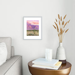 83 Oranges Cactus Sunset Metal Framed Art Print