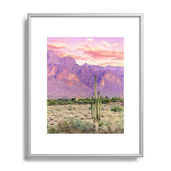 83 Oranges Cactus Sunset Metal Framed Art Print