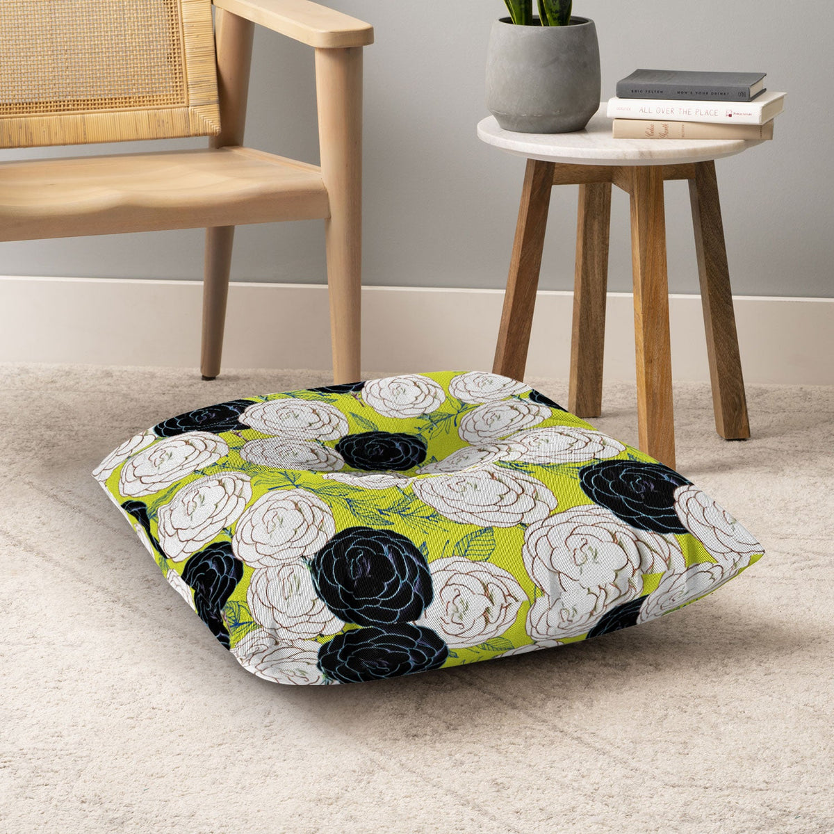 83 Oranges Carnations Floor Pillow Square