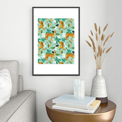 83 Oranges Cheetah Jungle Metal Framed Art Print