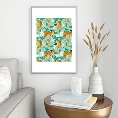 83 Oranges Cheetah Jungle Metal Framed Art Print