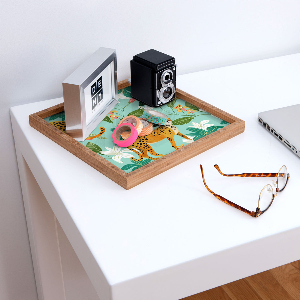 83 Oranges Cheetah Jungle Square Tray