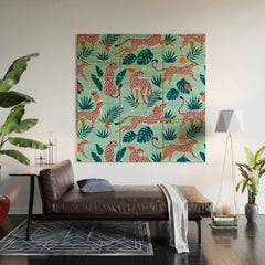 83 Oranges Cheetahs In Grapefruit Grove Wood Wall Mural